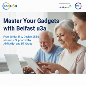 Picture showing u3a members enjoying their gadgets and learning new digital skills