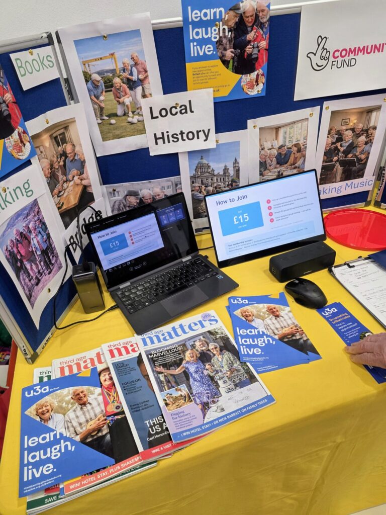 Belfast u3a Table at AbbeyCentre